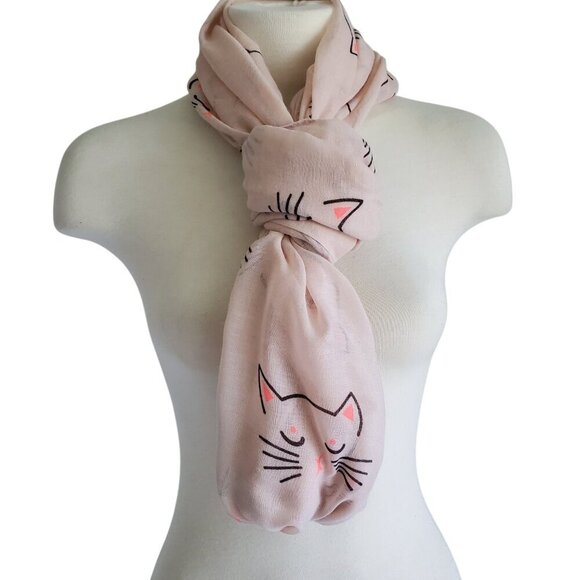 Lina Lily Cute Cat Print Boho Infinity Scarf Gift Accessories Fun Cat Lady - Picture 3 of 10